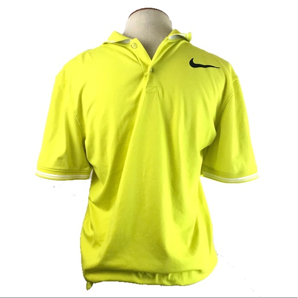 Nike Golf Yellow Polo Shirt Size Medium Dri Fit - Picture 1 of 5